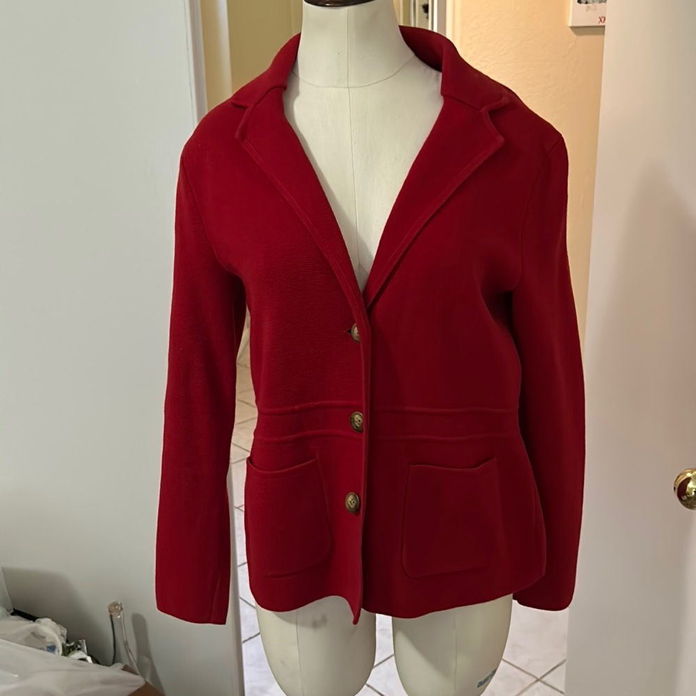 MP Talbots Red Button-Up Blazer